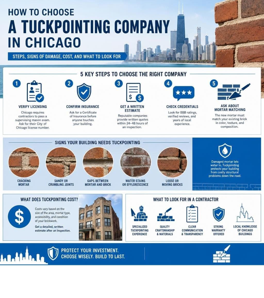 How to choose a tuckpointing company in Chicago: steps, signs of damage, cost, and what to look for in a contractor